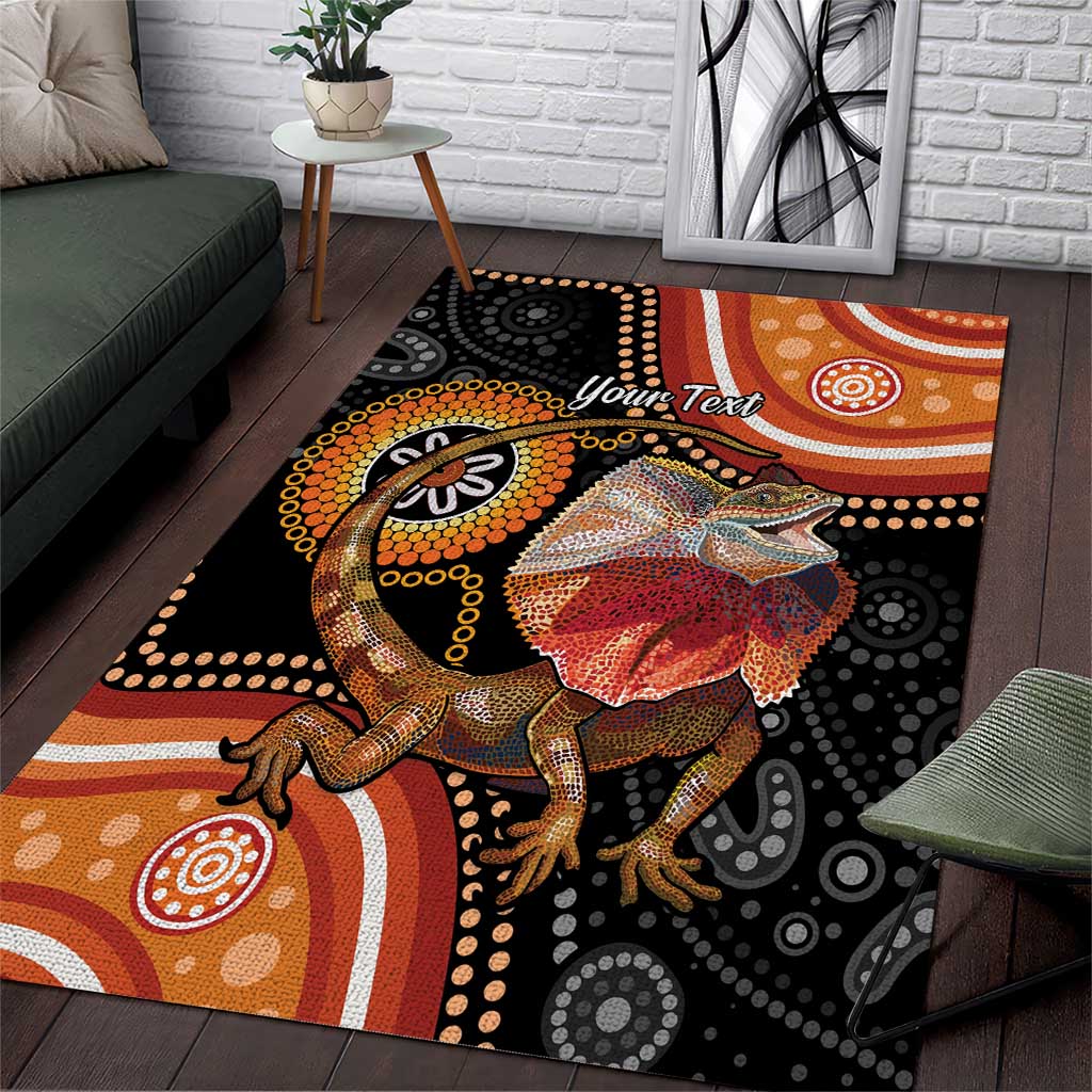 Personalised Australia Frilled Lizard Area Rug Aboriginal Art - Vibe Hoodie Shop