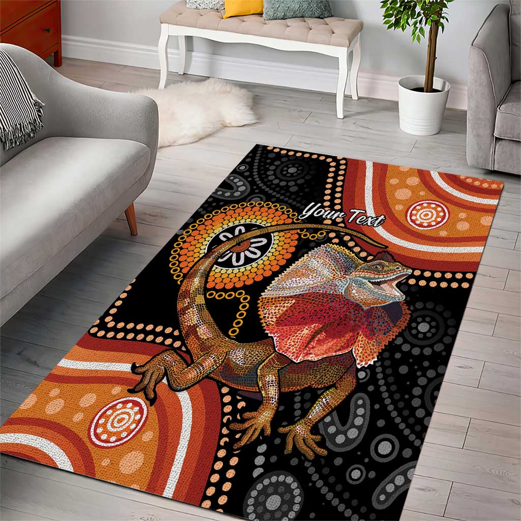 Personalised Australia Frilled Lizard Area Rug Aboriginal Art - Vibe Hoodie Shop