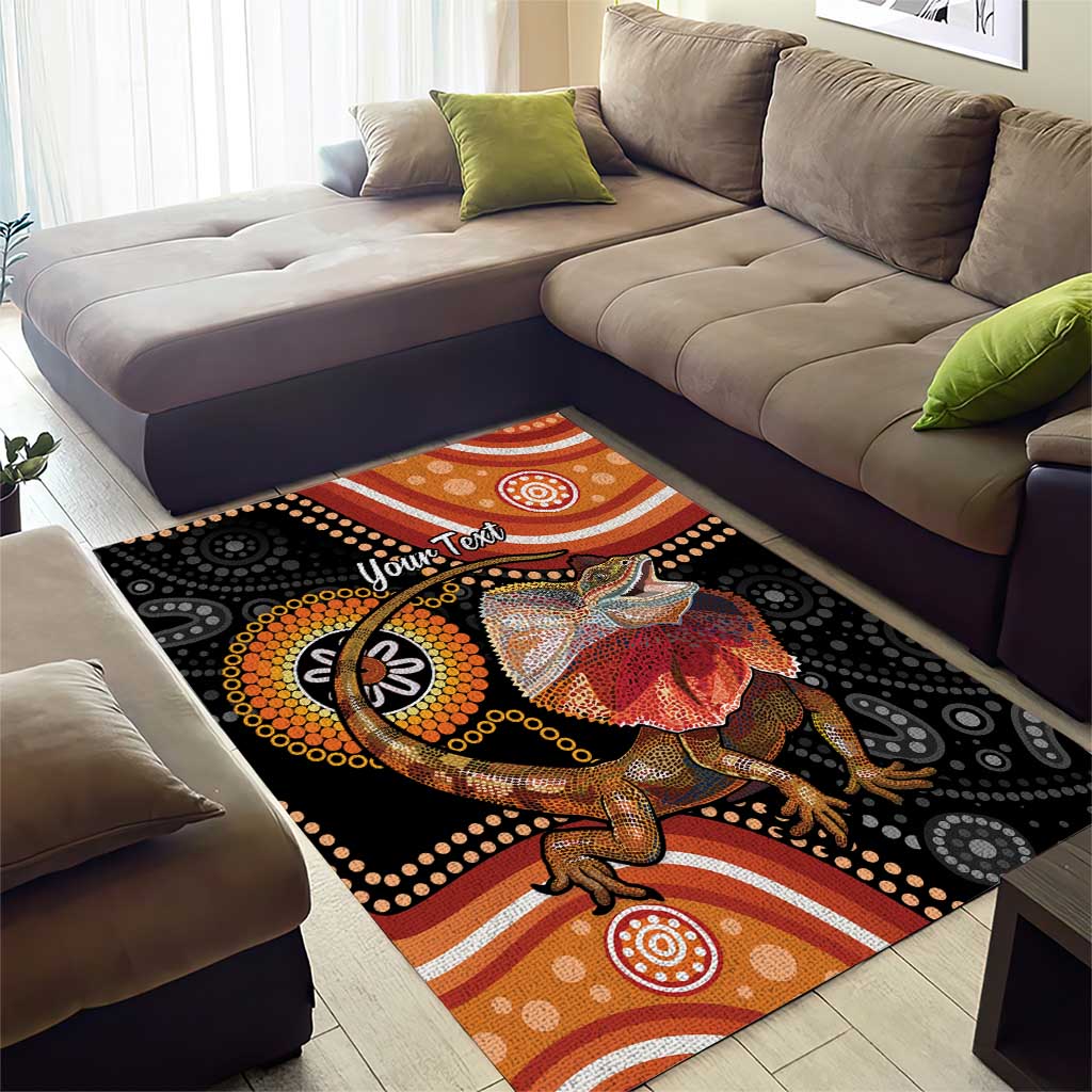 Personalised Australia Frilled Lizard Area Rug Aboriginal Art - Vibe Hoodie Shop