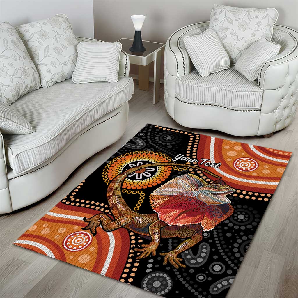 Personalised Australia Frilled Lizard Area Rug Aboriginal Art - Vibe Hoodie Shop