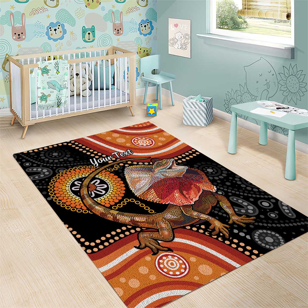 Personalised Australia Frilled Lizard Area Rug Aboriginal Art - Vibe Hoodie Shop