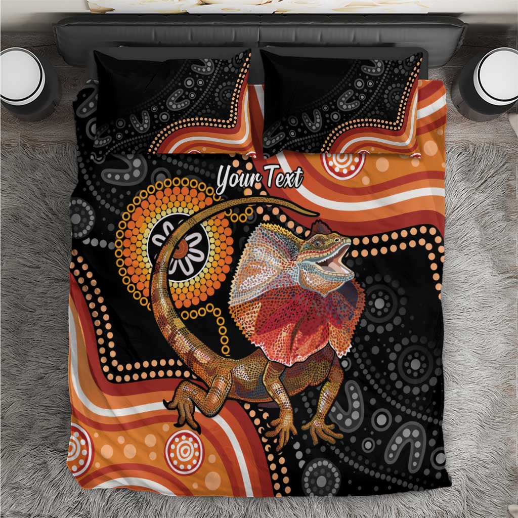 Personalised Australia Frilled Lizard Bedding Set Aboriginal Art - Vibe Hoodie Shop
