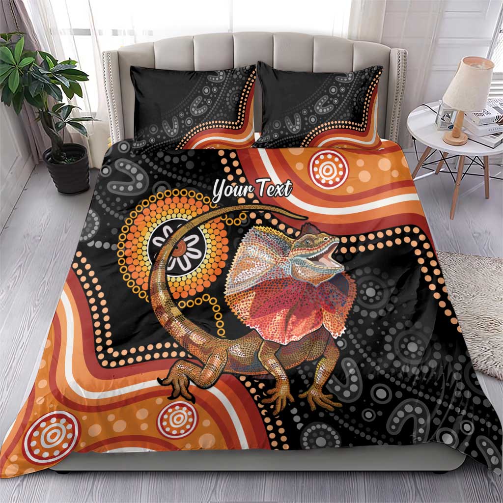 Personalised Australia Frilled Lizard Bedding Set Aboriginal Art - Vibe Hoodie Shop
