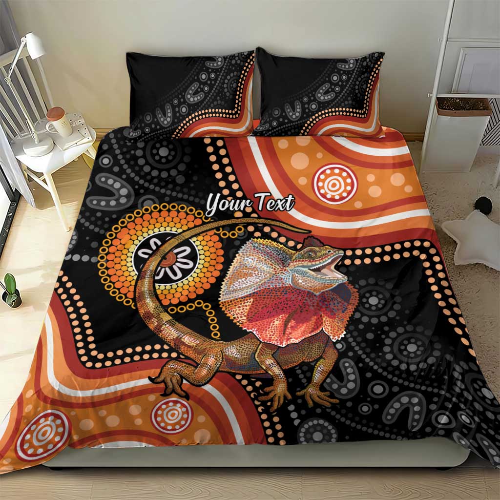Personalised Australia Frilled Lizard Bedding Set Aboriginal Art - Vibe Hoodie Shop