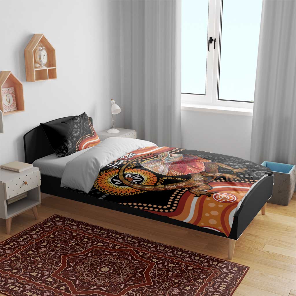 Personalised Australia Frilled Lizard Bedding Set Aboriginal Art - Vibe Hoodie Shop
