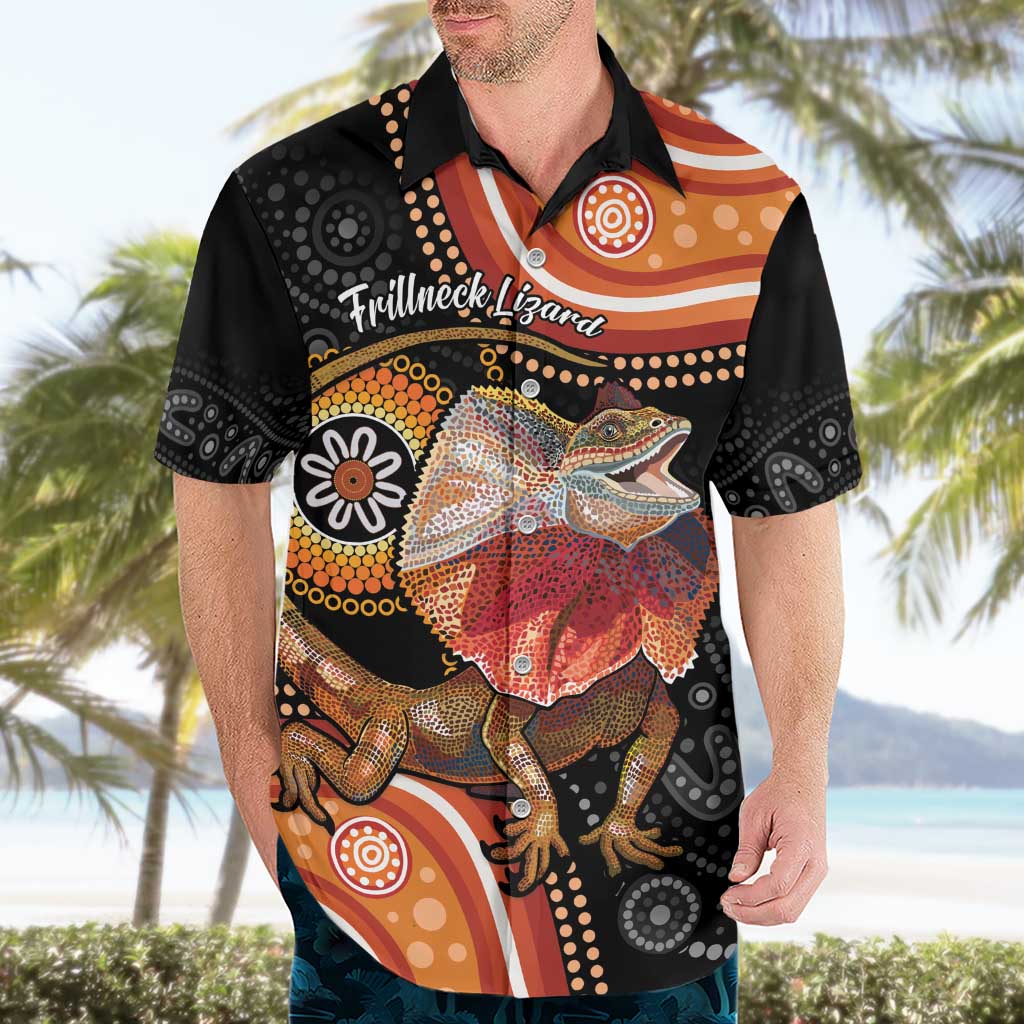 Personalised Australia Frilled Lizard Hawaiian Shirt Aboriginal Art - Vibe Hoodie Shop