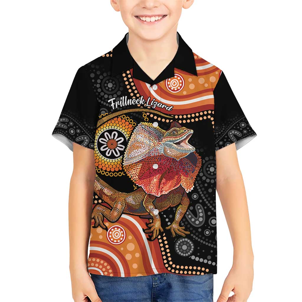 Personalised Australia Frilled Lizard Hawaiian Shirt Aboriginal Art - Vibe Hoodie Shop