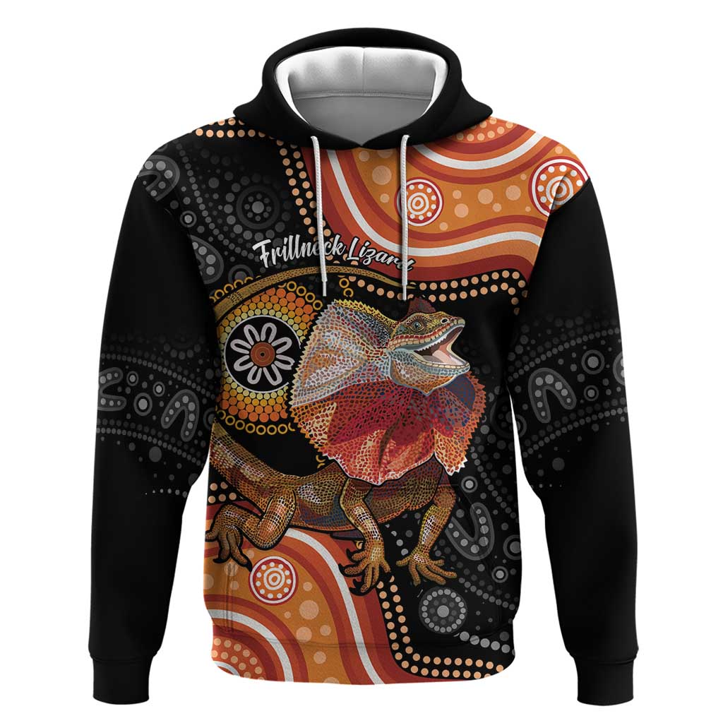 Personalised Australia Frilled Lizard Hoodie Aboriginal Art - Vibe Hoodie Shop