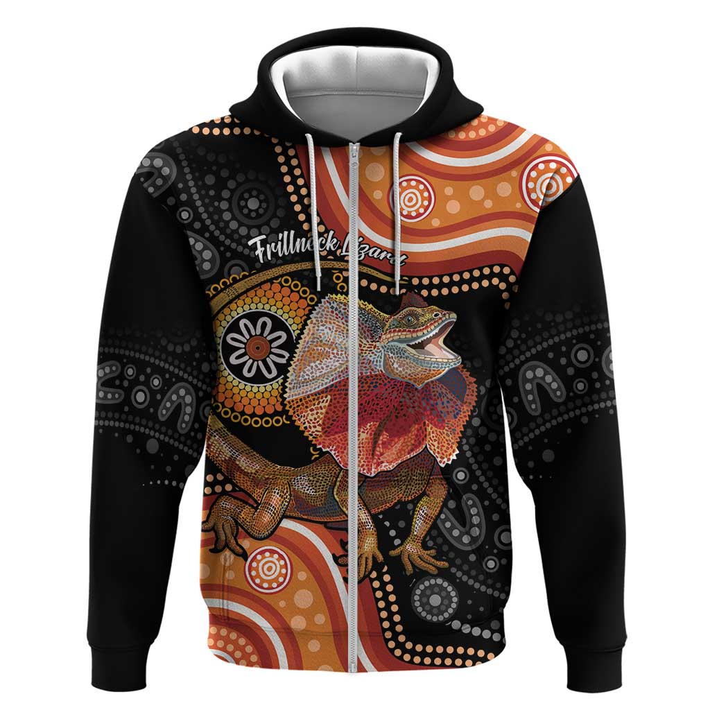 Personalised Australia Frilled Lizard Hoodie Aboriginal Art - Vibe Hoodie Shop