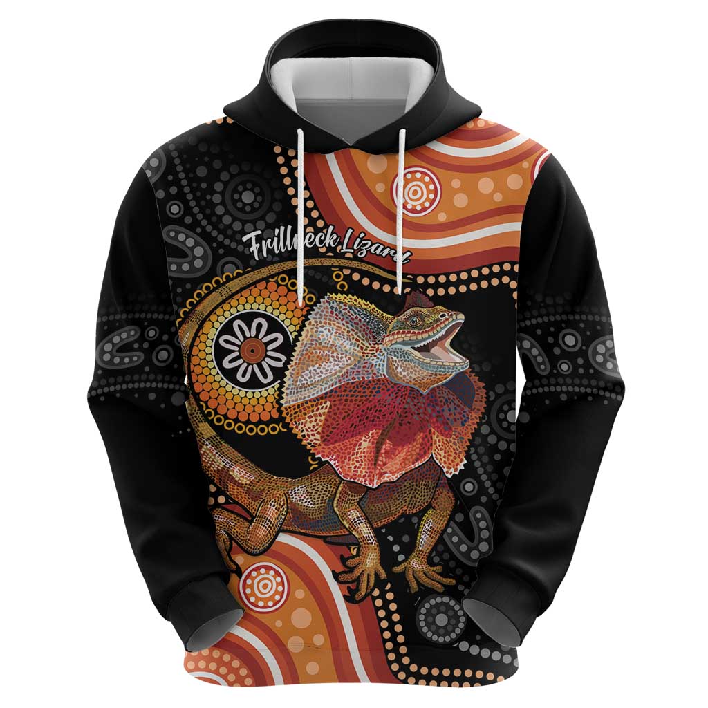 Personalised Australia Frilled Lizard Hoodie Aboriginal Art - Vibe Hoodie Shop
