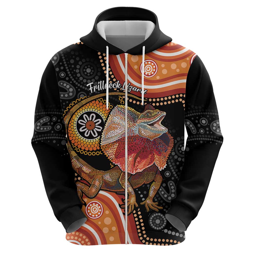 Personalised Australia Frilled Lizard Hoodie Aboriginal Art - Vibe Hoodie Shop