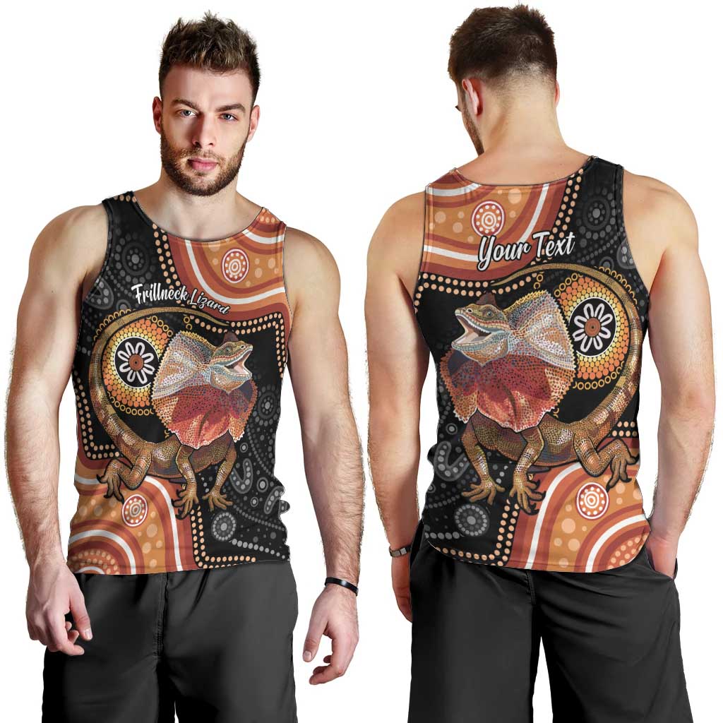 Personalised Australia Frilled Lizard Men Tank Top Aboriginal Art - Vibe Hoodie Shop