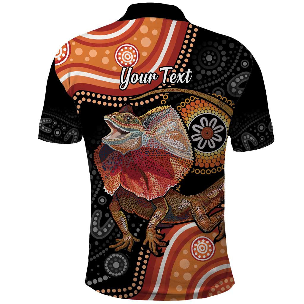 Personalised Australia Frilled Lizard Polo Shirt Aboriginal Art - Vibe Hoodie Shop