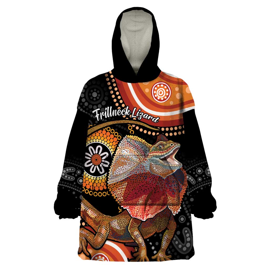 Personalised Australia Frilled Lizard Wearable Blanket Hoodie Aboriginal Art - Vibe Hoodie Shop