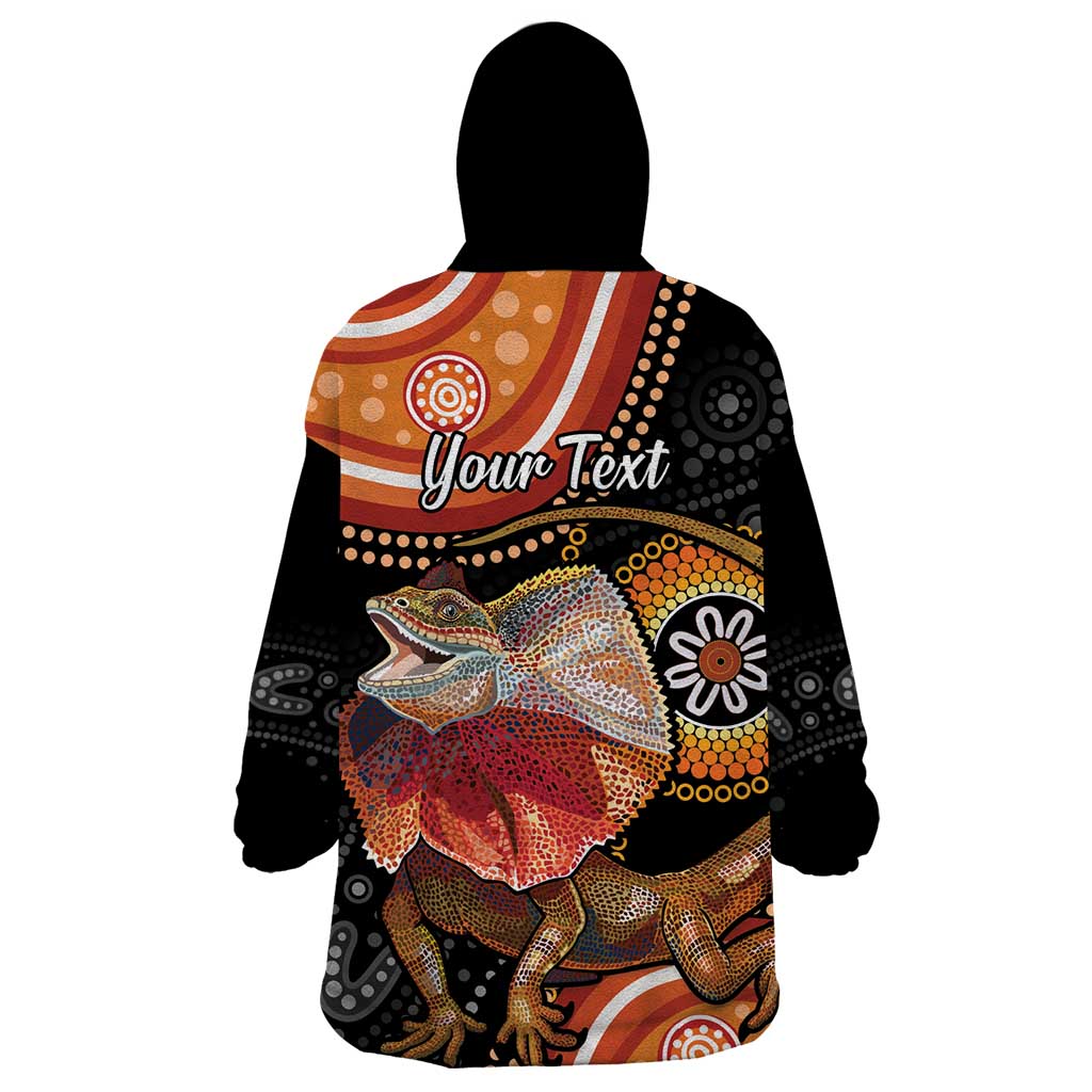 Personalised Australia Frilled Lizard Wearable Blanket Hoodie Aboriginal Art - Vibe Hoodie Shop