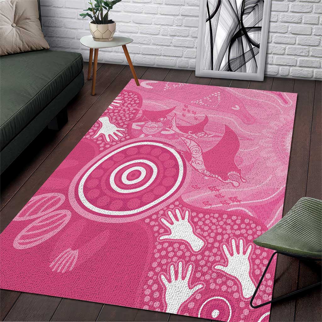 Australia Breast Cancer Awareness Area Rug Pink Ribbon Manta Ray Aboriginal Art - Vibe Hoodie