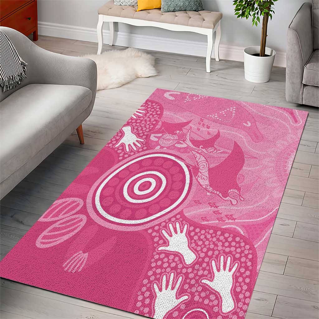 Australia Breast Cancer Awareness Area Rug Pink Ribbon Manta Ray Aboriginal Art - Vibe Hoodie