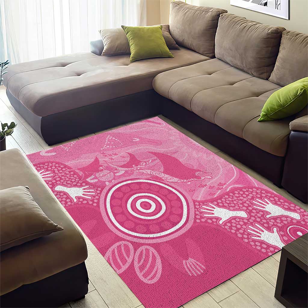 Australia Breast Cancer Awareness Area Rug Pink Ribbon Manta Ray Aboriginal Art - Vibe Hoodie