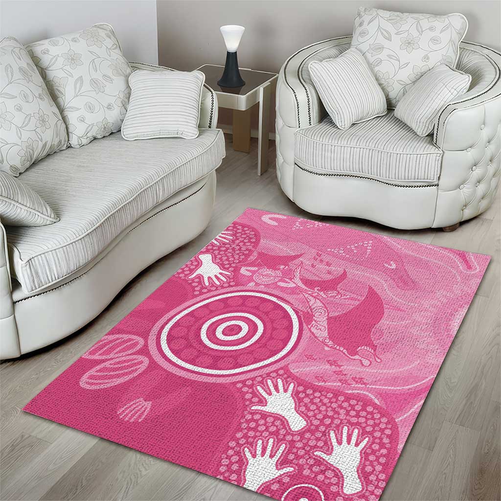 Australia Breast Cancer Awareness Area Rug Pink Ribbon Manta Ray Aboriginal Art - Vibe Hoodie