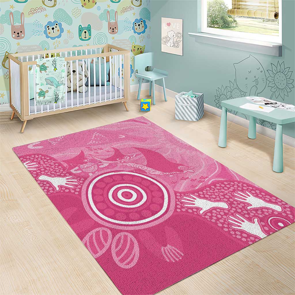 Australia Breast Cancer Awareness Area Rug Pink Ribbon Manta Ray Aboriginal Art - Vibe Hoodie