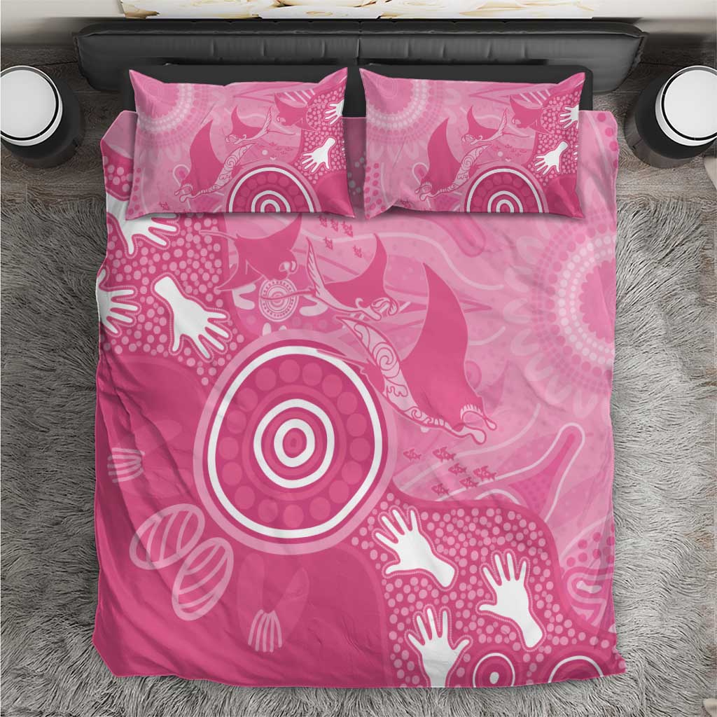 Australia Breast Cancer Awareness Bedding Set Pink Ribbon Manta Ray Aboriginal Art - Vibe Hoodie