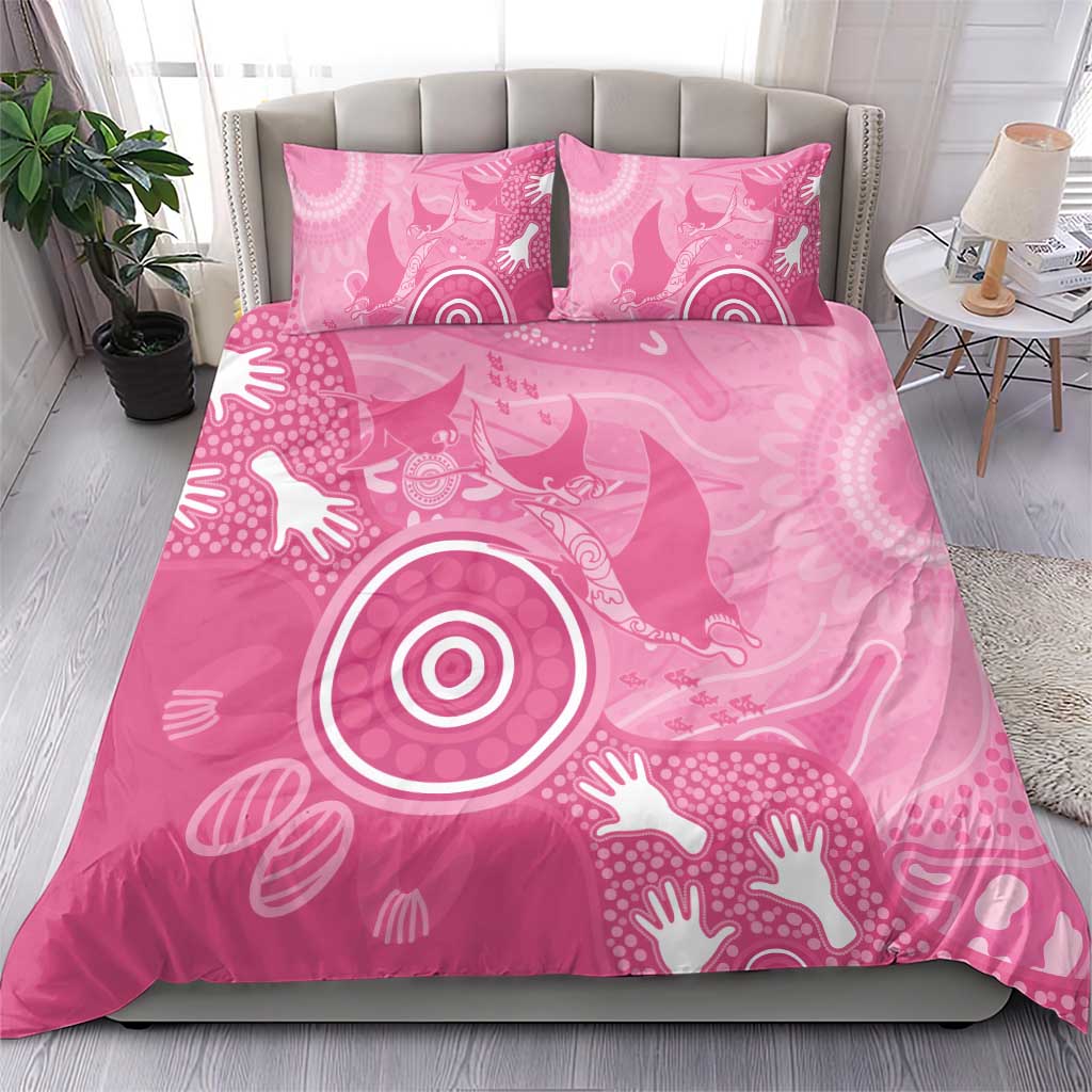Australia Breast Cancer Awareness Bedding Set Pink Ribbon Manta Ray Aboriginal Art - Vibe Hoodie