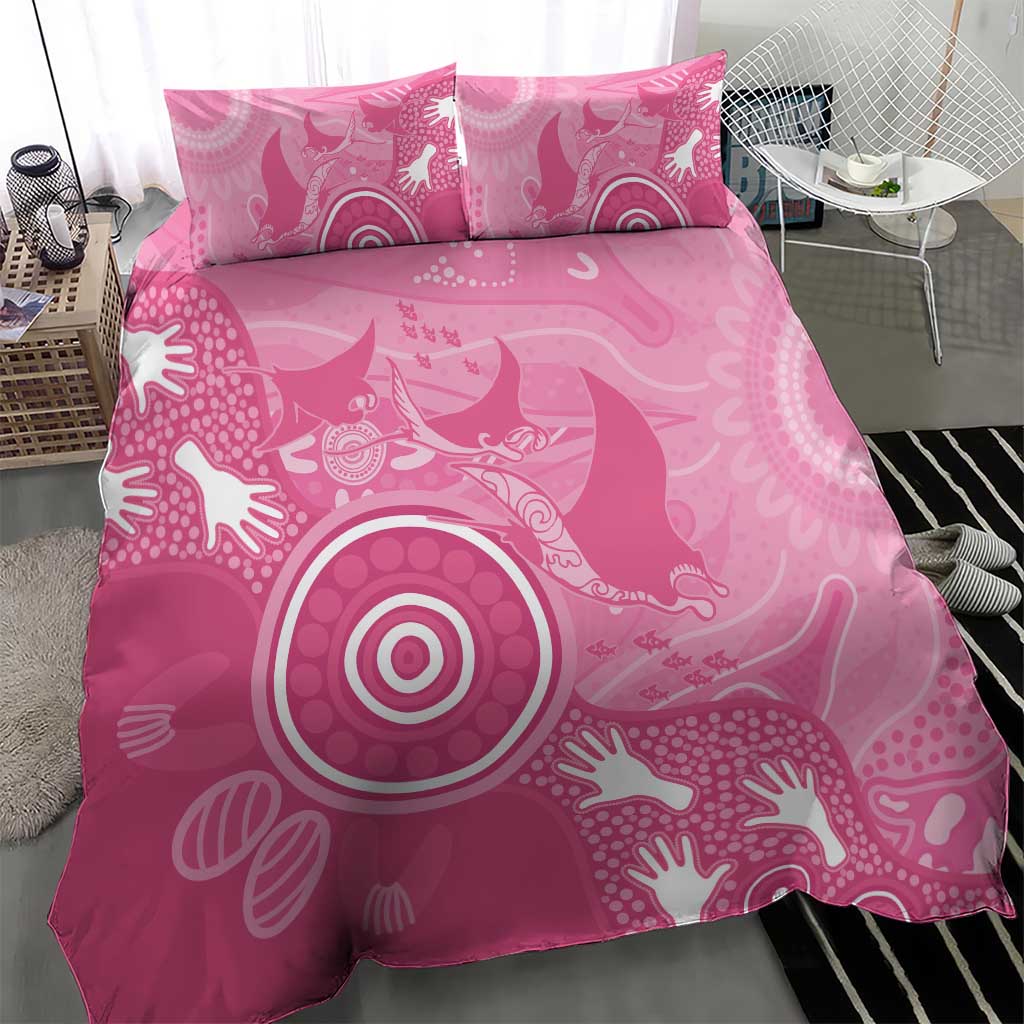 Australia Breast Cancer Awareness Bedding Set Pink Ribbon Manta Ray Aboriginal Art - Vibe Hoodie