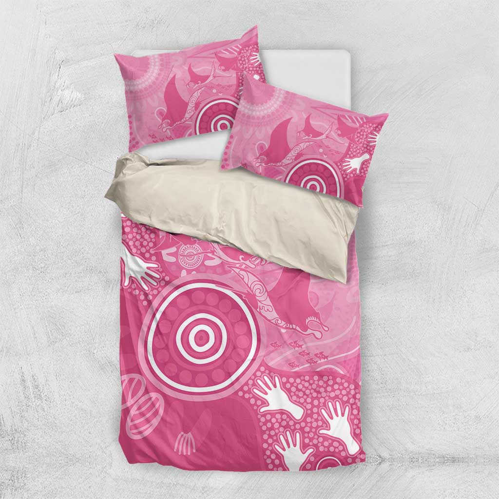 Australia Breast Cancer Awareness Bedding Set Pink Ribbon Manta Ray Aboriginal Art - Vibe Hoodie