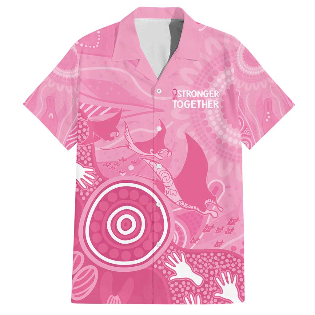 Australia Breast Cancer Awareness Family Matching Long Sleeve Bodycon Dress and Hawaiian Shirt Pink Ribbon Manta Ray Aboriginal Art - Vibe Hoodie