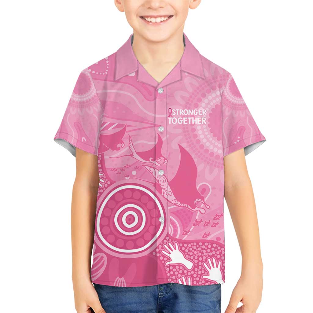 Australia Breast Cancer Awareness Family Matching Long Sleeve Bodycon Dress and Hawaiian Shirt Pink Ribbon Manta Ray Aboriginal Art - Vibe Hoodie