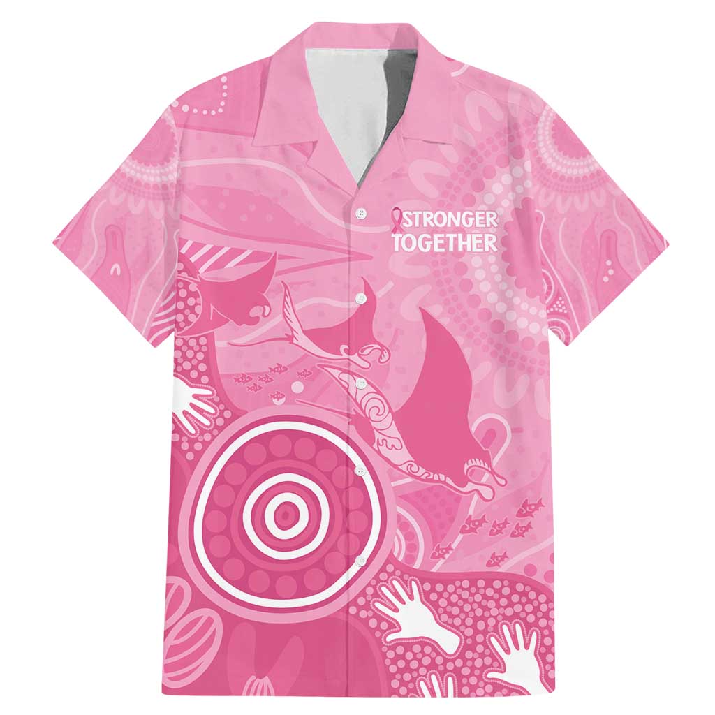 Australia Breast Cancer Awareness Family Matching Mermaid Dress and Hawaiian Shirt Pink Ribbon Manta Ray Aboriginal Art - Vibe Hoodie