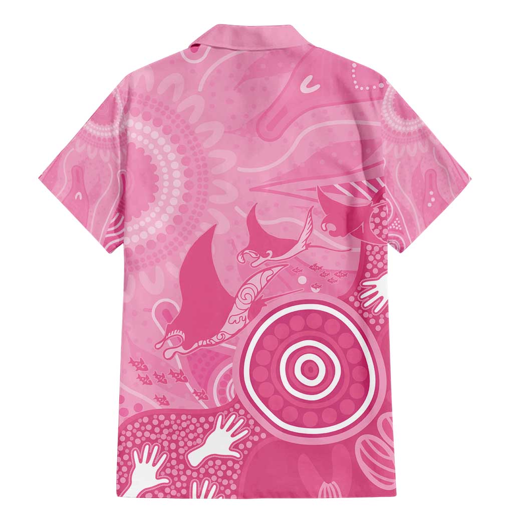Australia Breast Cancer Awareness Family Matching Mermaid Dress and Hawaiian Shirt Pink Ribbon Manta Ray Aboriginal Art - Vibe Hoodie