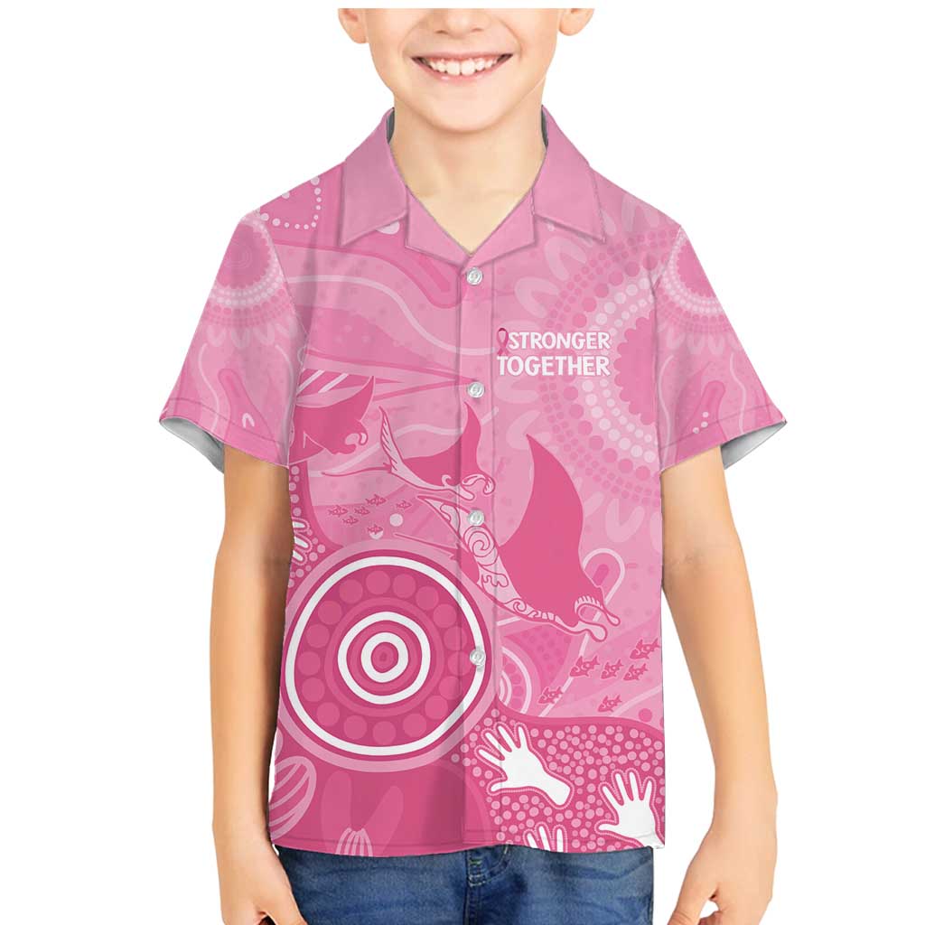 Australia Breast Cancer Awareness Family Matching Mermaid Dress and Hawaiian Shirt Pink Ribbon Manta Ray Aboriginal Art - Vibe Hoodie