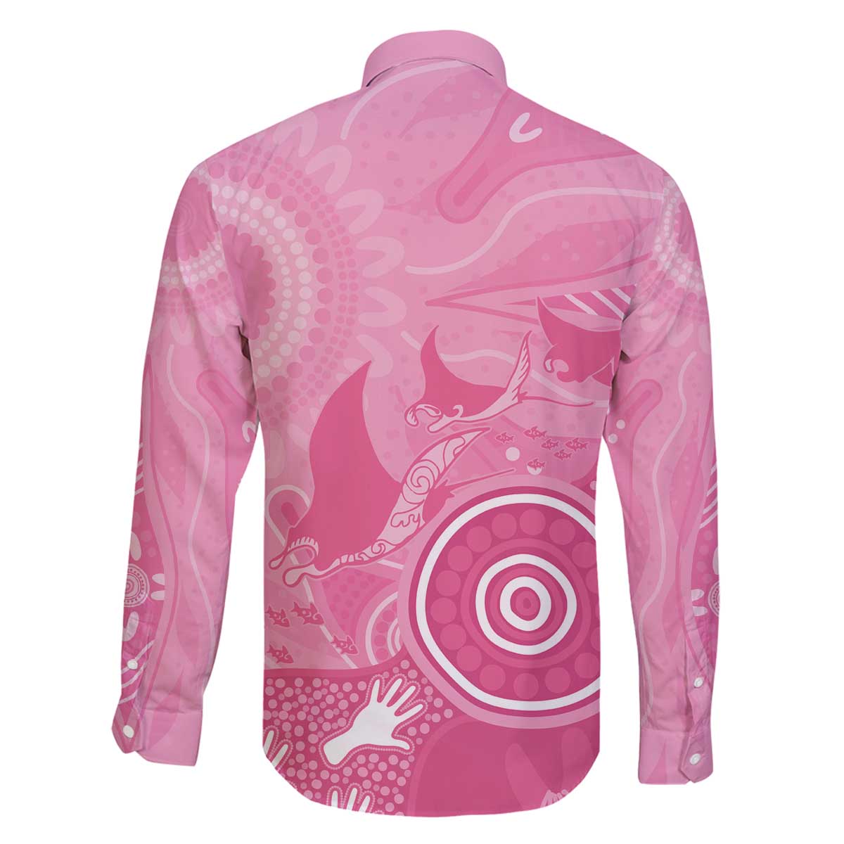 Australia Breast Cancer Awareness Family Matching Off The Shoulder Long Sleeve Dress and Hawaiian Shirt Pink Ribbon Manta Ray Aboriginal Art - Vibe Hoodie