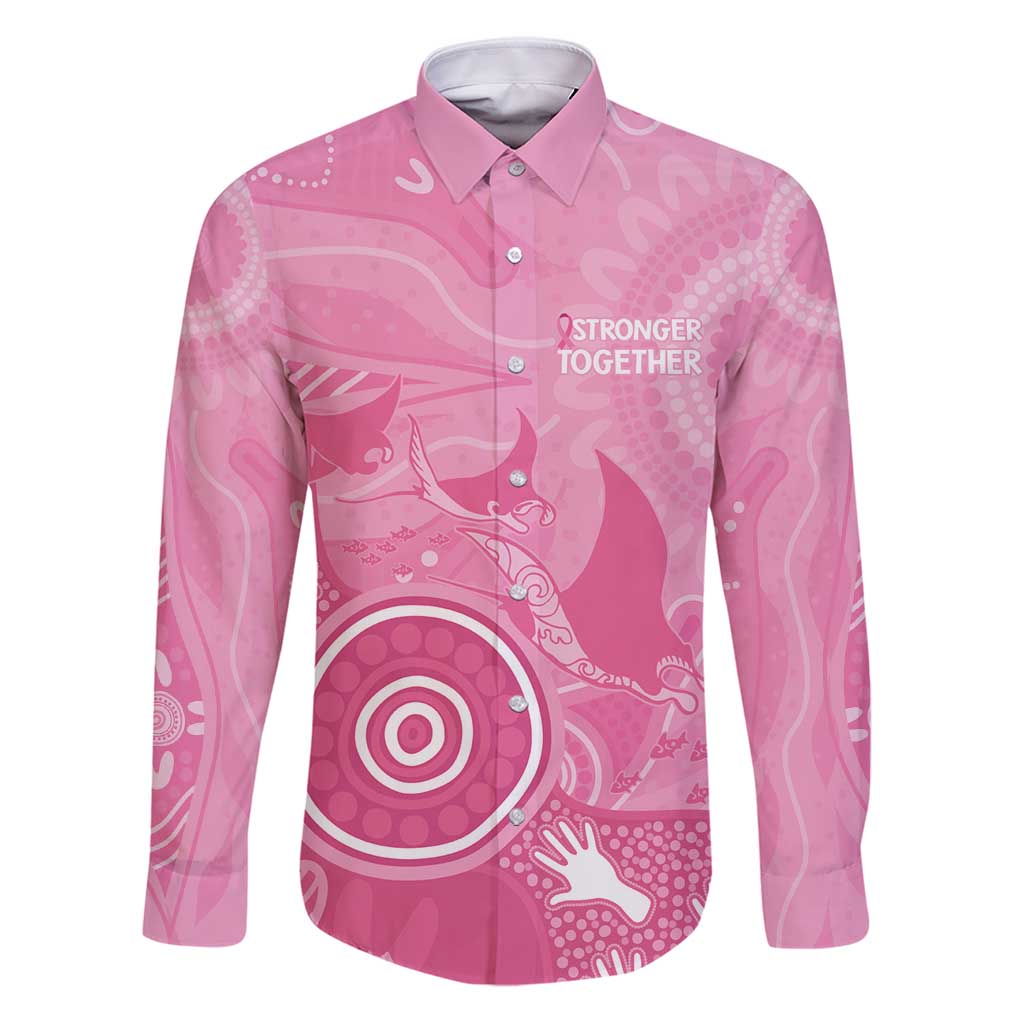 Australia Breast Cancer Awareness Family Matching Puletasi and Hawaiian Shirt Pink Ribbon Manta Ray Aboriginal Art - Vibe Hoodie