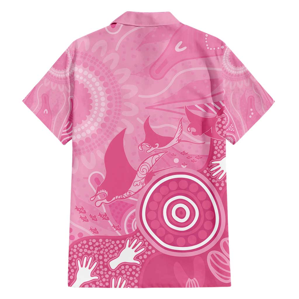 Australia Breast Cancer Awareness Family Matching Short Sleeve Bodycon Dress and Hawaiian Shirt Pink Ribbon Manta Ray Aboriginal Art - Vibe Hoodie