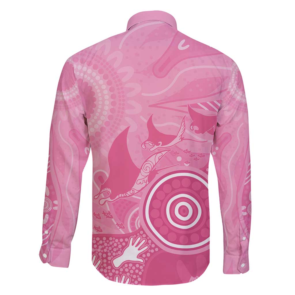 Australia Breast Cancer Awareness Family Matching Summer Maxi Dress and Hawaiian Shirt Pink Ribbon Manta Ray Aboriginal Art - Vibe Hoodie