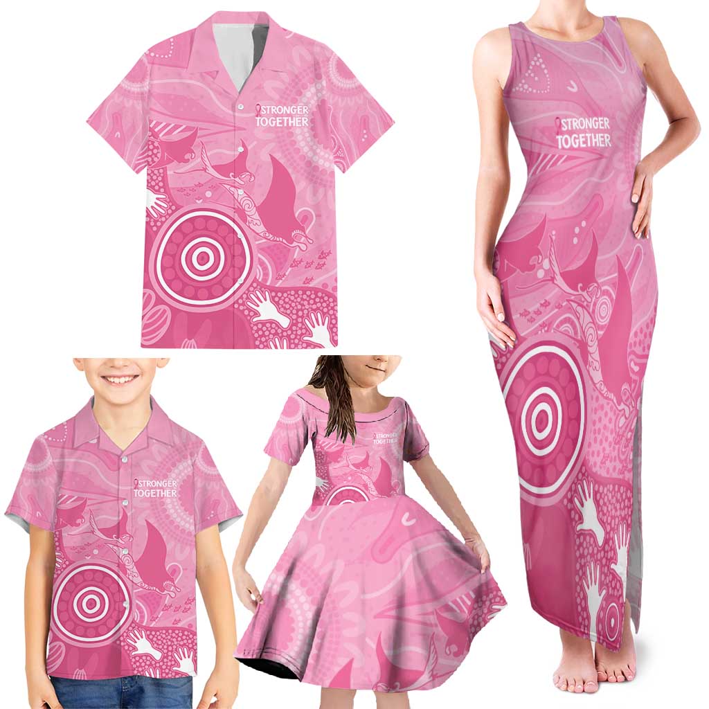Australia Breast Cancer Awareness Family Matching Tank Maxi Dress and Hawaiian Shirt Pink Ribbon Manta Ray Aboriginal Art - Vibe Hoodie