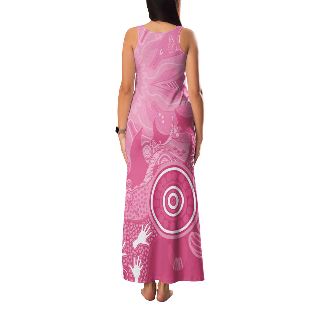 Australia Breast Cancer Awareness Family Matching Tank Maxi Dress and Hawaiian Shirt Pink Ribbon Manta Ray Aboriginal Art - Vibe Hoodie