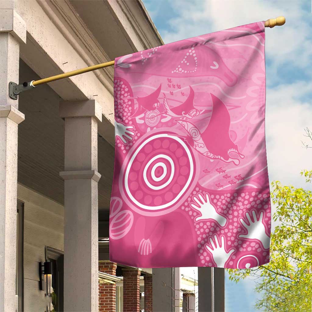 Australia Breast Cancer Awareness Garden Flag Pink Ribbon Manta Ray Aboriginal Art - Vibe Hoodie