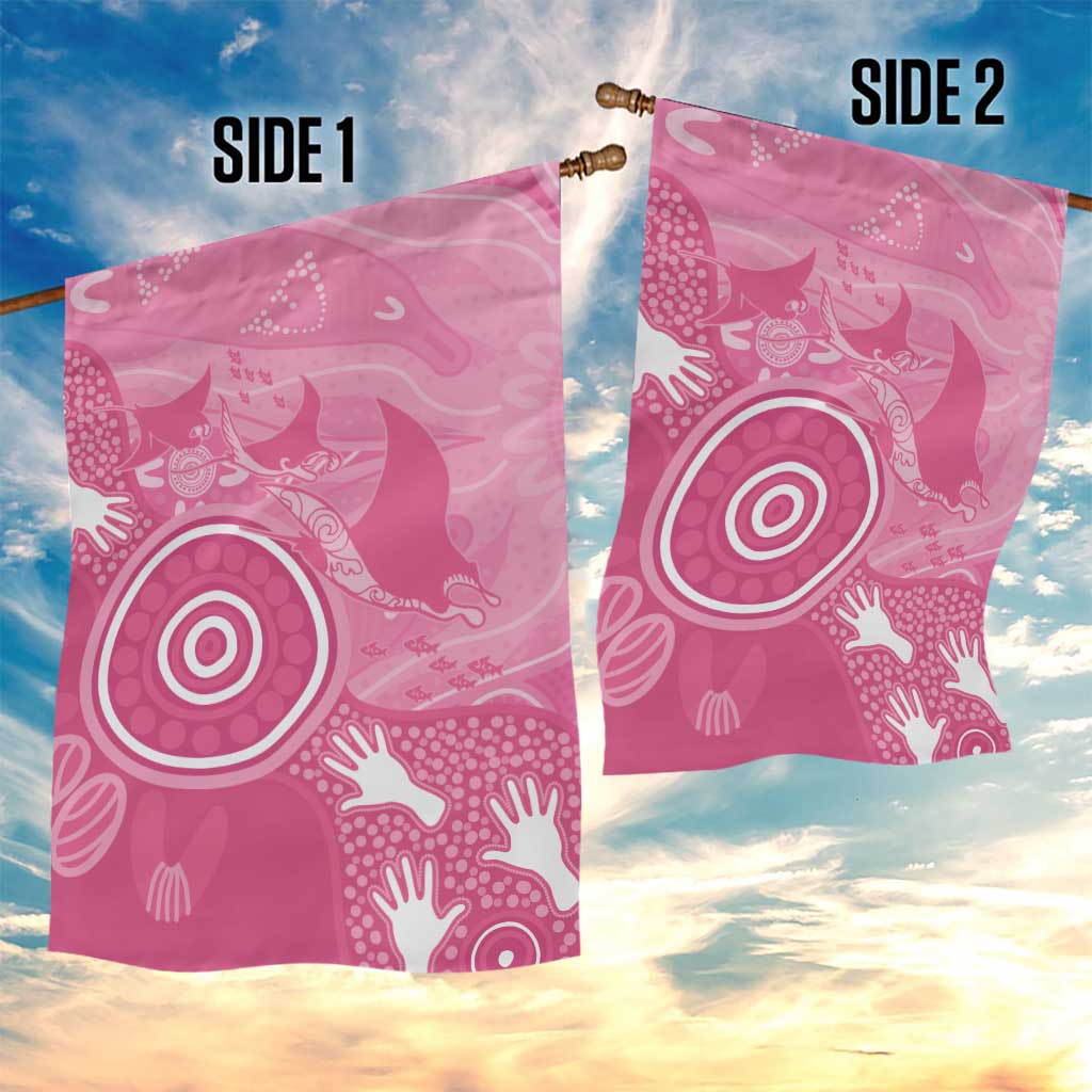 Australia Breast Cancer Awareness Garden Flag Pink Ribbon Manta Ray Aboriginal Art - Vibe Hoodie
