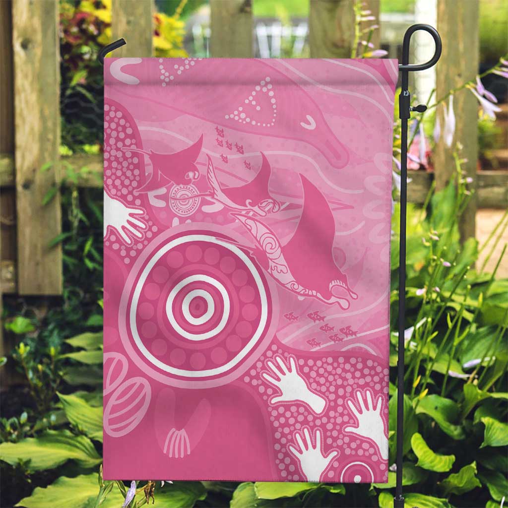 Australia Breast Cancer Awareness Garden Flag Pink Ribbon Manta Ray Aboriginal Art - Vibe Hoodie