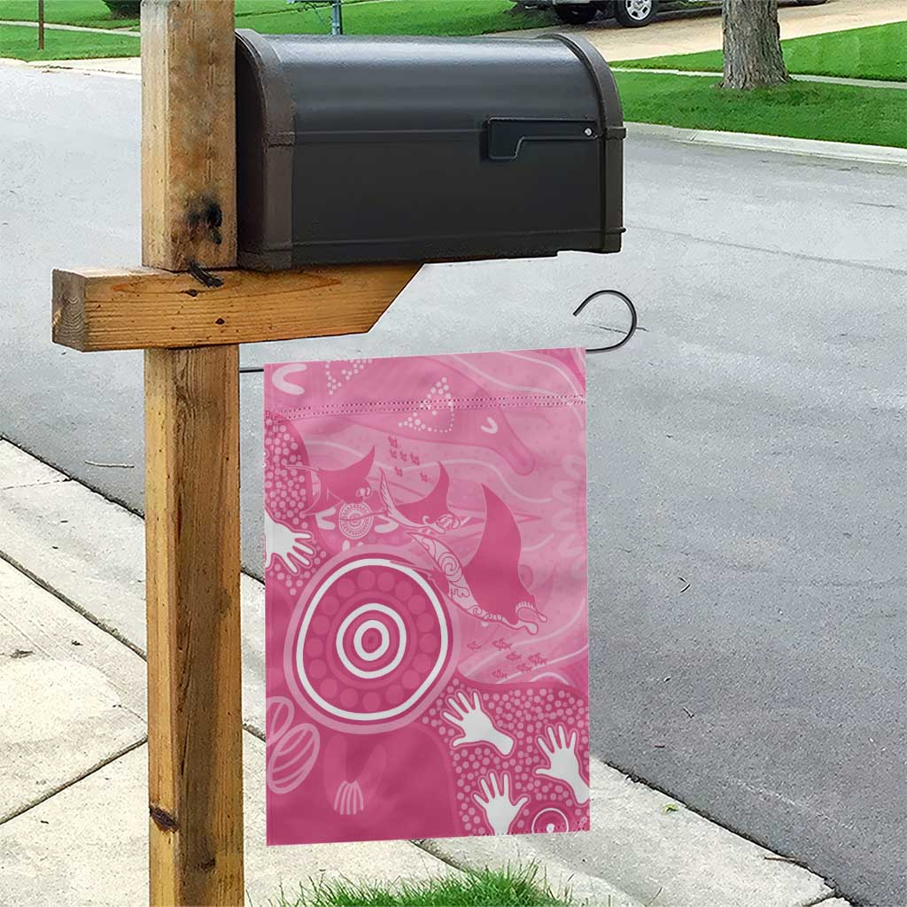 Australia Breast Cancer Awareness Garden Flag Pink Ribbon Manta Ray Aboriginal Art - Vibe Hoodie