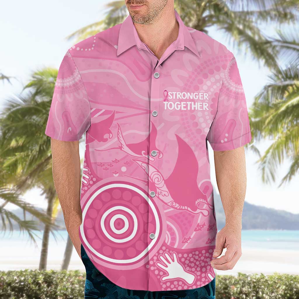 Australia Breast Cancer Awareness Hawaiian Shirt Pink Ribbon Manta Ray Aboriginal Art - Vibe Hoodie
