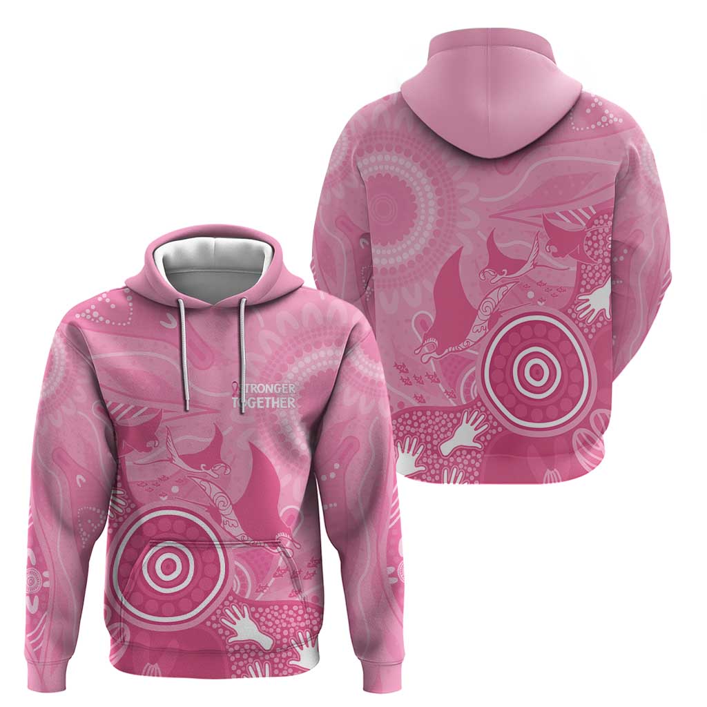 Australia Breast Cancer Awareness Hoodie Pink Ribbon Manta Ray Aboriginal Art - Vibe Hoodie