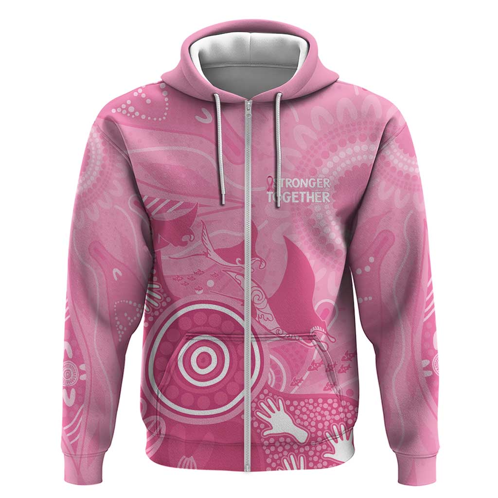 Australia Breast Cancer Awareness Hoodie Pink Ribbon Manta Ray Aboriginal Art - Vibe Hoodie