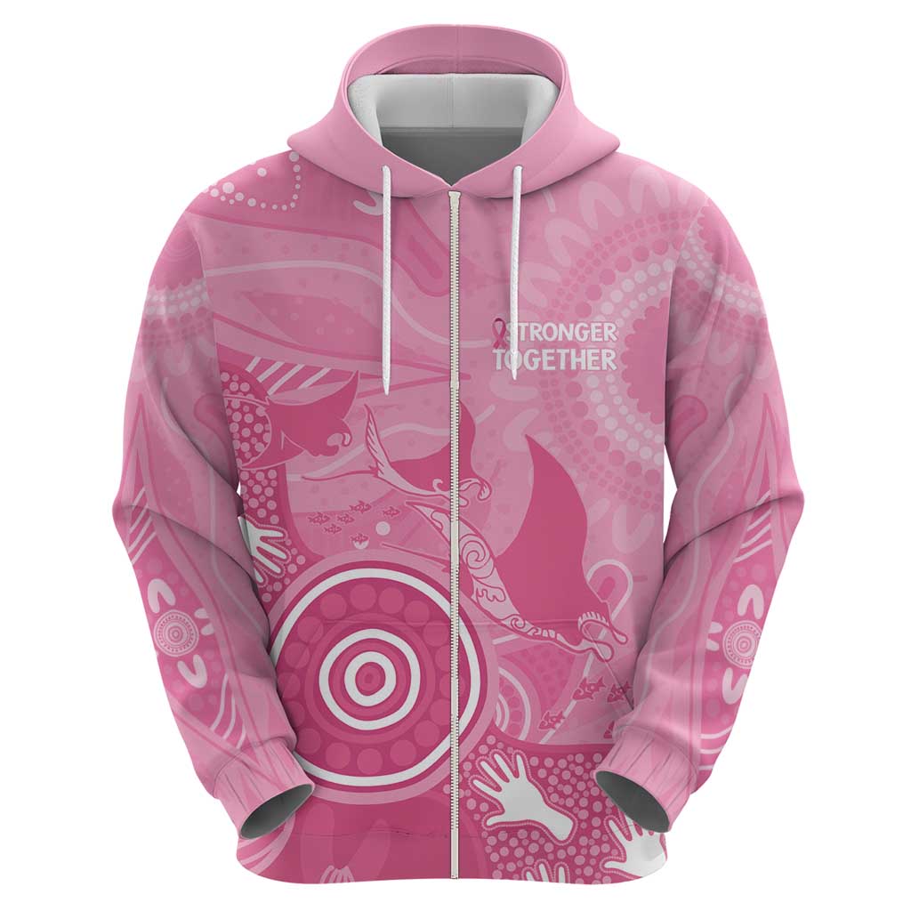 Australia Breast Cancer Awareness Hoodie Pink Ribbon Manta Ray Aboriginal Art - Vibe Hoodie