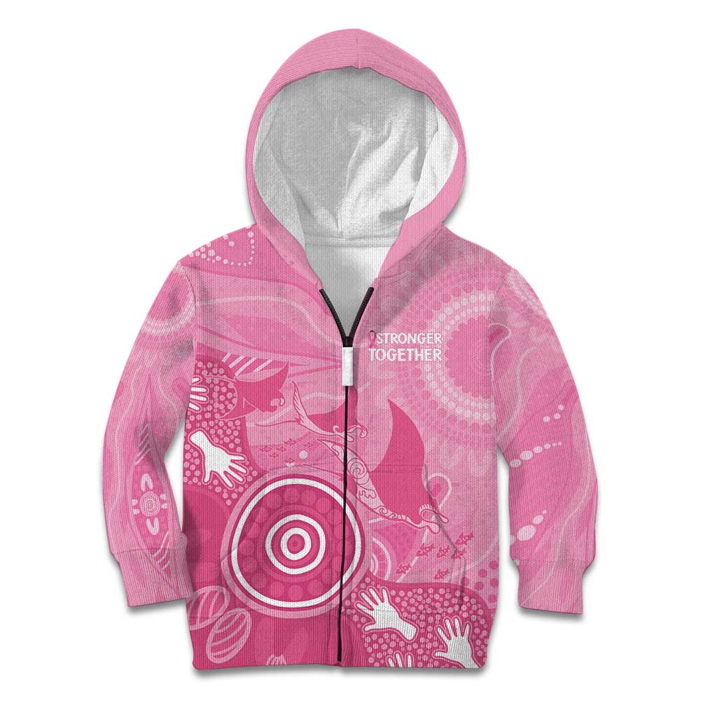 Australia Breast Cancer Awareness Kid Hoodie Pink Ribbon Manta Ray Aboriginal Art - Vibe Hoodie