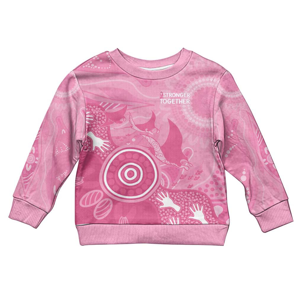Australia Breast Cancer Awareness Kid Ugly Christmas Sweater Pink Ribbon Manta Ray Aboriginal Art - Vibe Hoodie