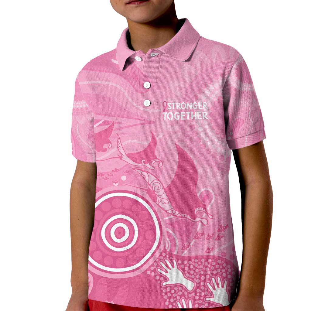 Australia Breast Cancer Awareness Kid Polo Shirt Pink Ribbon Manta Ray Aboriginal Art - Vibe Hoodie